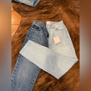 Split zipper high waisted denim